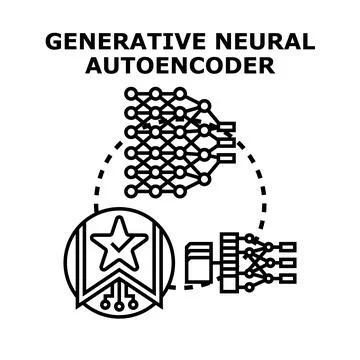 Generative neural autoencoder system developing digital technology Stockillustratie
