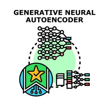 Generative neural autoencoder system developing digital technology 스톡 일러스트
