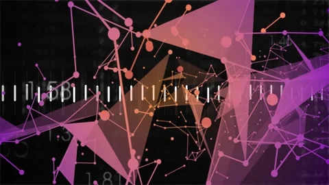 Generative node net receiving pulse, growing triangles and moving nodes to Video stock 328469442