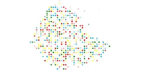 Generative swarm of dots shaping Ethiopia Stock Footage 314597616