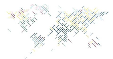Generative World Map of Diagonal Lines Stock Footage 312806187