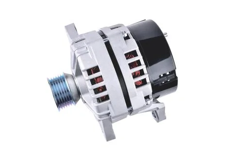 Generator automobile, element of the electrical network of the car on a white Stock Photos