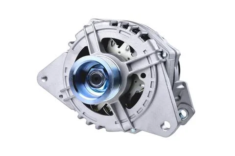 Generator automobile, element of the electrical network of the car on a white Stock Photos