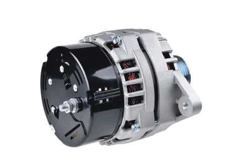 Generator automobile, element of the electrical network of the car on a white Stock Photos