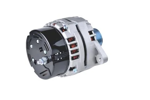 Generator automobile, element of the electrical network of the car on a white Stock Photos