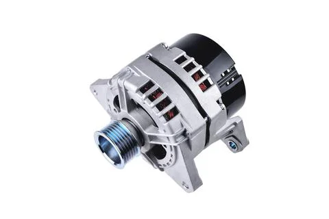 Generator automobile, element of the electrical network of the car on a white Stock Photos