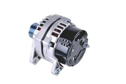 Generator automobile, element of the electrical network of the car on a white Stock Photos