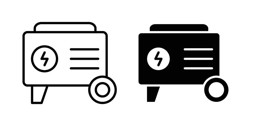 Generator icon linear versions pack on white background Stock Illustration