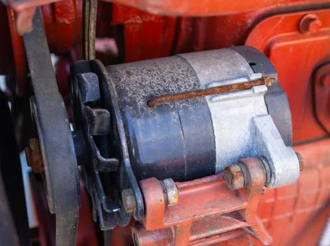 Generator of an old car engine from the USSR Stock Photos