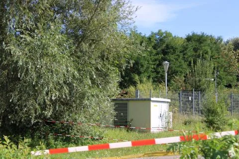Generator outside with trees. Stock Photos