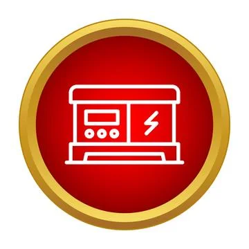 Generator power unit outline icon in red circle Stock Illustration