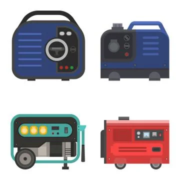 Generator vector power generating portable gasoline petrol fuel energy Illustrazione stock