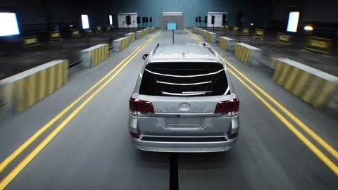 Generic 3d car crash test. Car destruction. Realistic 4k animation. 스톡 동영상 304671307