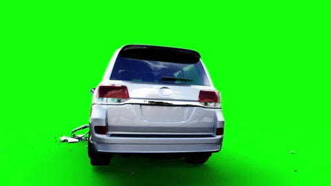 Generic 3d car crash test. Car destruction. Green screen isolate. 库存影片 304671863