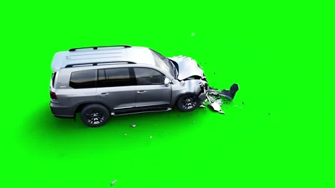 Generic 3d car crash test. Car destruction. Green screen isolate. 库存影片 304672003