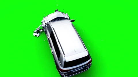 Generic 3d car crash test. Car destruction. Green screen isolate. Stock Footage 304672264