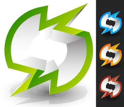 Generic 3d icon / logo in 4 color. Glossy spatial abstract element Stock Illustration