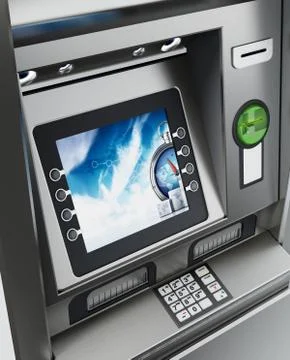 Generic ATM or Automated Teller Machine. 3D illustration 스톡 일러스트