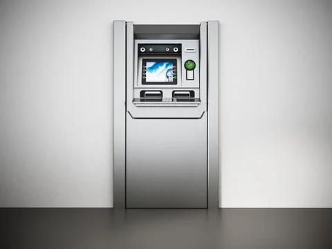 Generic ATM or Automated Teller Machine. 3D illustration 스톡 일러스트