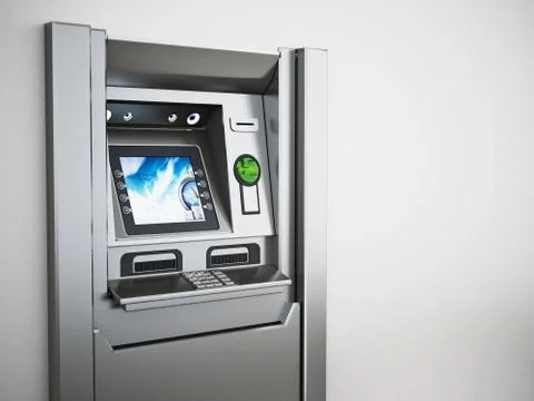 Generic ATM or Automated Teller Machine. 3D illustration Illustrazione stock