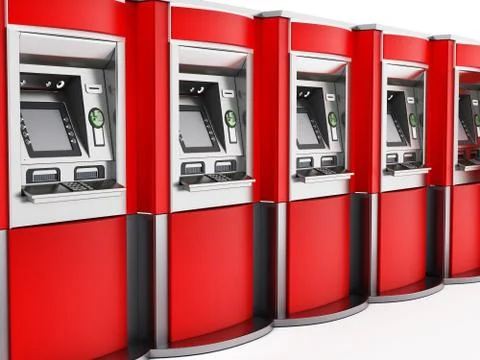 Generic ATM or Automated Teller Machines. 3D illustration イラスト素材