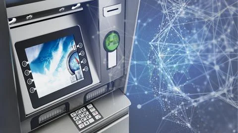 Generic ATM or Automated Teller Machine. 3D illustration 스톡 일러스트