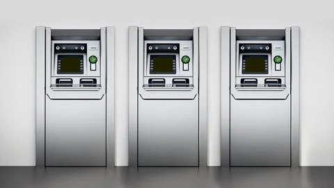 Generic ATM or Automated Teller Machines. 3D illustration 스톡 일러스트