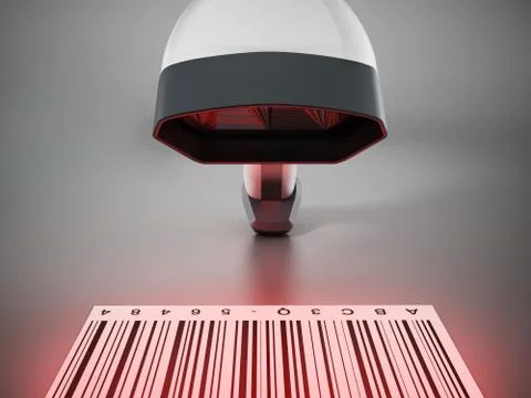 Generic barcode scanner scanning a barcode. 3D illustration Stock Illustration
