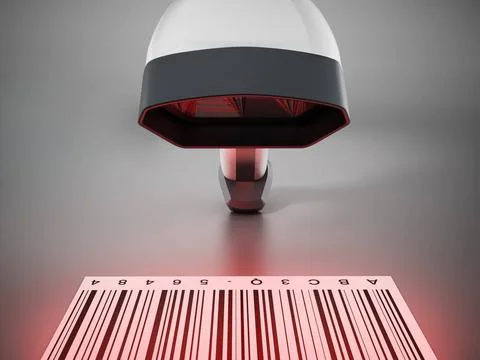 Generic barcode scanner scanning a barcode. 3D illustration Generic barcod... Stock Photos