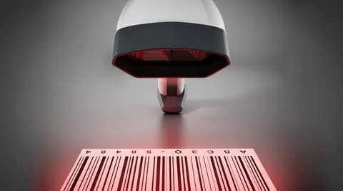 Generic barcode scanner scanning a barcode. 3D illustration Generic barcod... Stock Photos