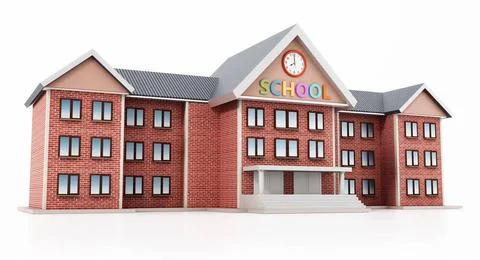 Generic, basic design school building. 3D illustration Generic basic desig... Fotos de archivo
