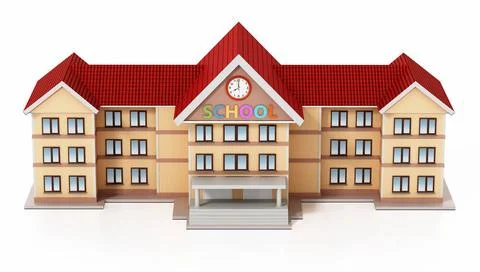 Generic, basic design school building. 3D illustration Generic basic desig... Fotos de archivo