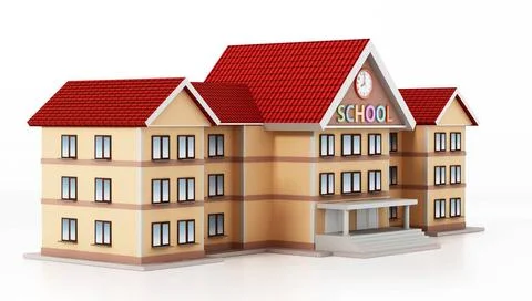 Generic, basic design school building. 3D illustration Generic basic desig... Fotos de archivo