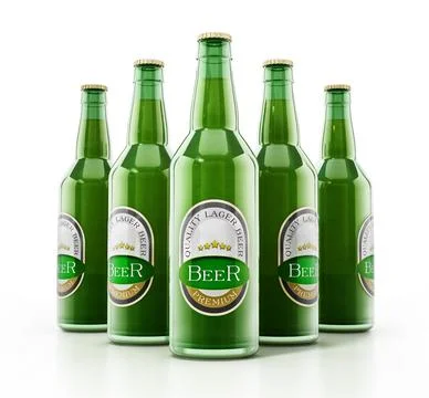 Generic beer bottles isolated on white background. 3D illustration Stock Illustration