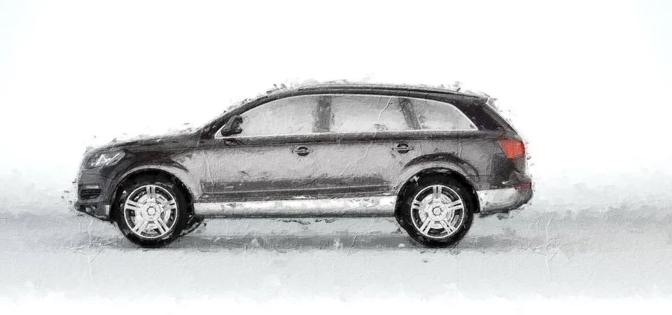 Generic black car - 3d rendering on white Illustrazione stock