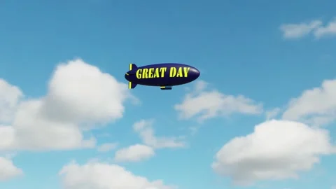 Generic Blimp Flying Across Blue Sky Stock Footage 222215591