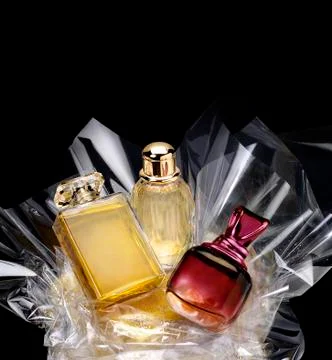 Generic bottles of perfume in a gift set Stock Photos