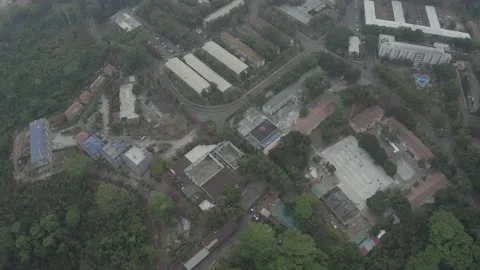 Generic Buildings and Structures on a Mountain. Aerial Video 2. Shot in 4K Stock Footage 132592170