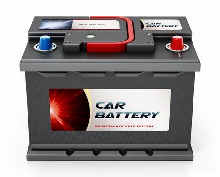Generic car battery isolated on white background. 3D illustration Stock Illustration