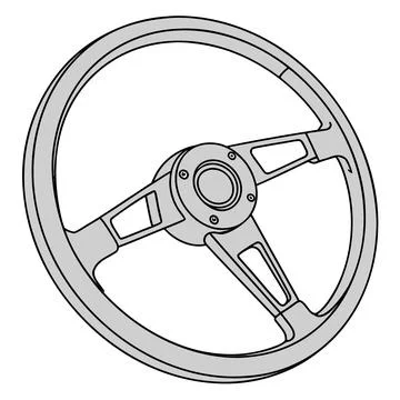 Generic Car Steering Wheel Isolated on White Background, Clean Vector Design Stock Illustration
