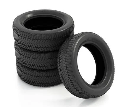 Generic car tyres isolated on white background. 3D illustration Stock Illustration