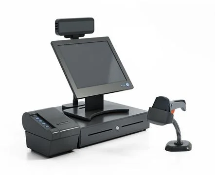 Generic cash register isolated on white background. 3D illustration Stock Illustration