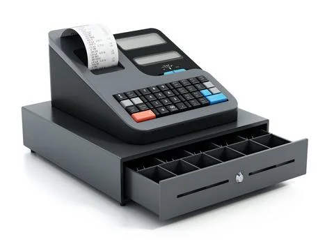 Generic cash register isolated on white background. 3D illustration Stock Illustration