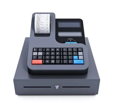 Generic cash register isolated on white background. 3D illustration Stock Illustration