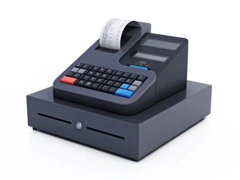 Generic cash register isolated on white background. 3D illustration Stock Illustration