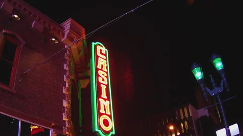 Generic Casino Sign Low Angle- Night- Las Vegas Nevada Vidéo 52968685