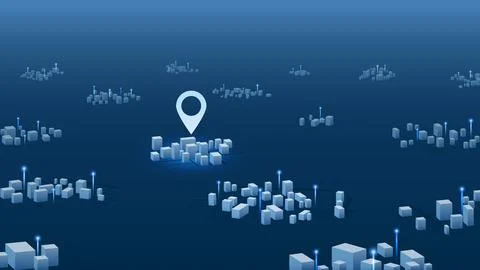 Generic city map with signs. Abstract navigation plan of urban area with POI Ilustración de archivo