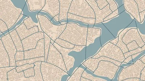 Generic city map with signs of streets, roads and house. Abstract navigation Stock Illustration