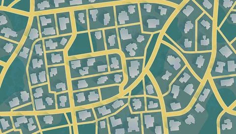 Generic city map of streets, roads, house. Top view of modern city. Abstract Stock Illustration