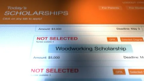 Generic College Scholarship Application Website - Not Selected 10 Illustrazione stock